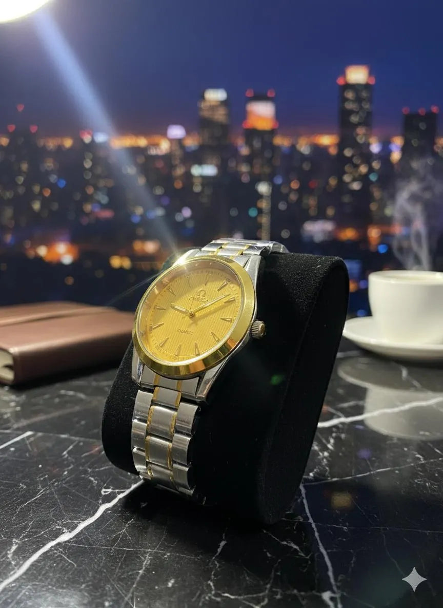 Stainless Steel Gold Watch for Men Water Resistant