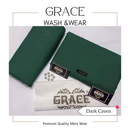 Dark Green Wash & Wear Men's Suit Fabric 4M