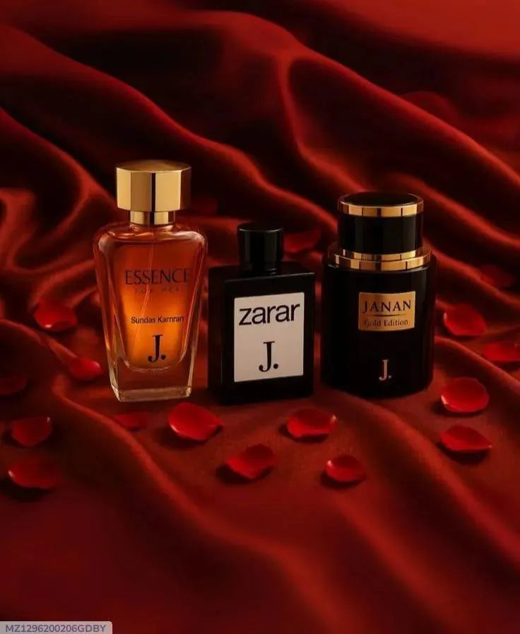 Janan Zarar Essence Perfume Set Citrus Unisex 3 Bottles Black