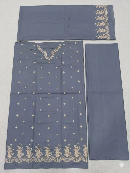 2 Pcs Women's Unstitched Embroidered Suit