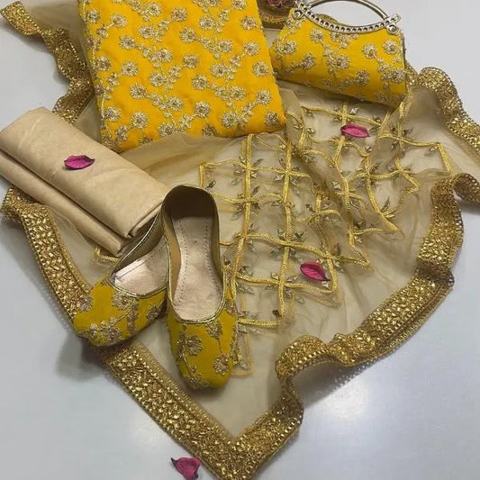 3 Pcs Women's Unstitched Embroidered Suit