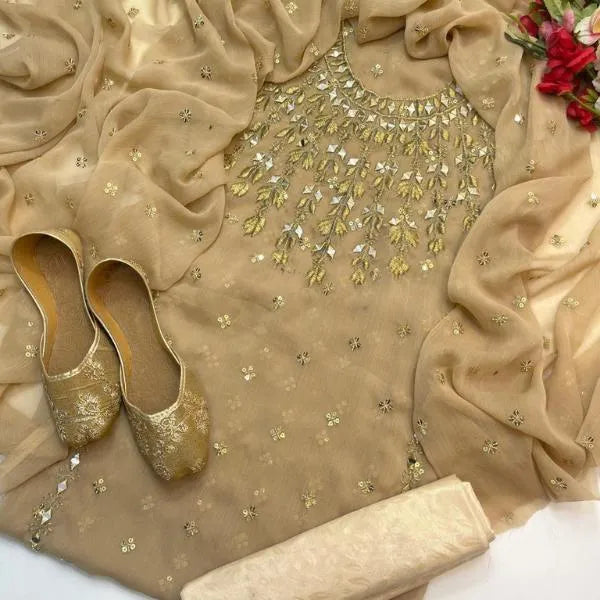 3 Pcs Women's Unstitched Embroidered Suit