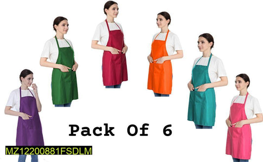 Multicolor Kitchen Aprons Pack of 6 Durable Parachute Fabric