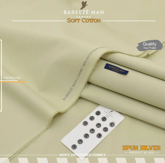 Men Unstitched Cotton Suit Green Summer