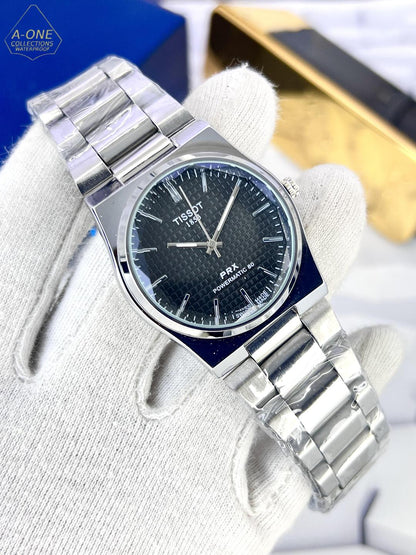 Tissot PRX Watch Stainless Steel Black Dial Water Resistant