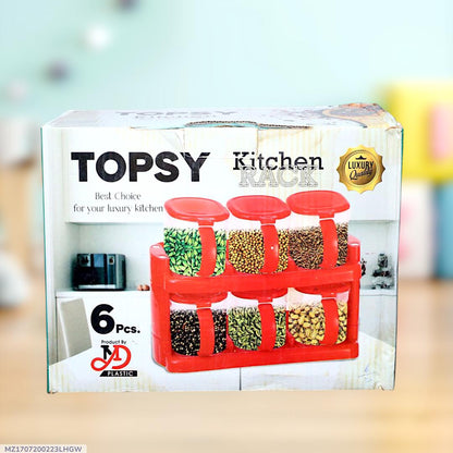 Masala Boxes 6Pcs Red Stackable Kitchen Storage