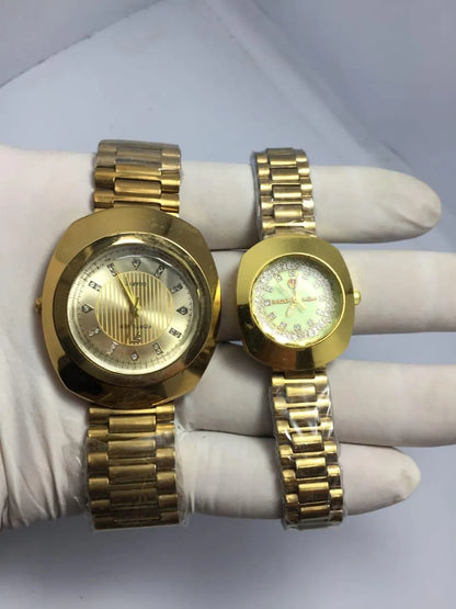 Gold Toned Couple Watches Set for Weddings & Office
