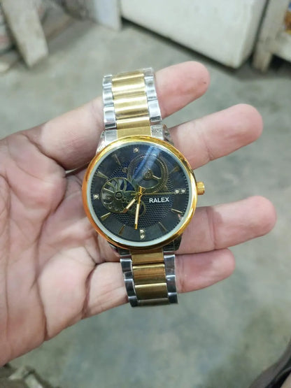 Ralex Men's Gold Silver Skeleton Watch 45mm