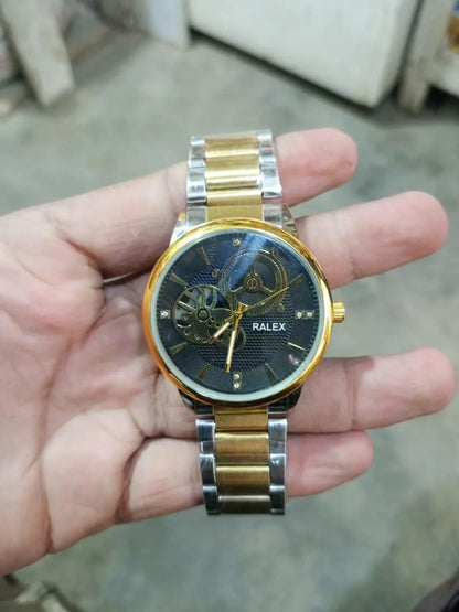 Ralex Men's Gold Silver Skeleton Watch 45mm