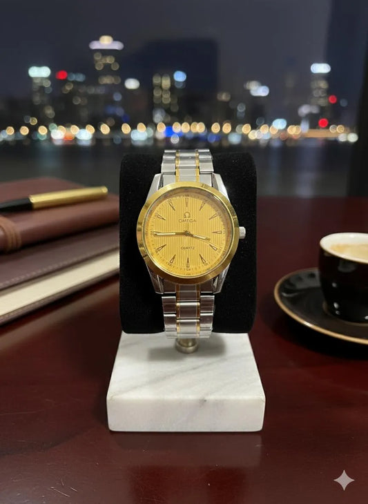 Stainless Steel Gold Watch for Men Water Resistant