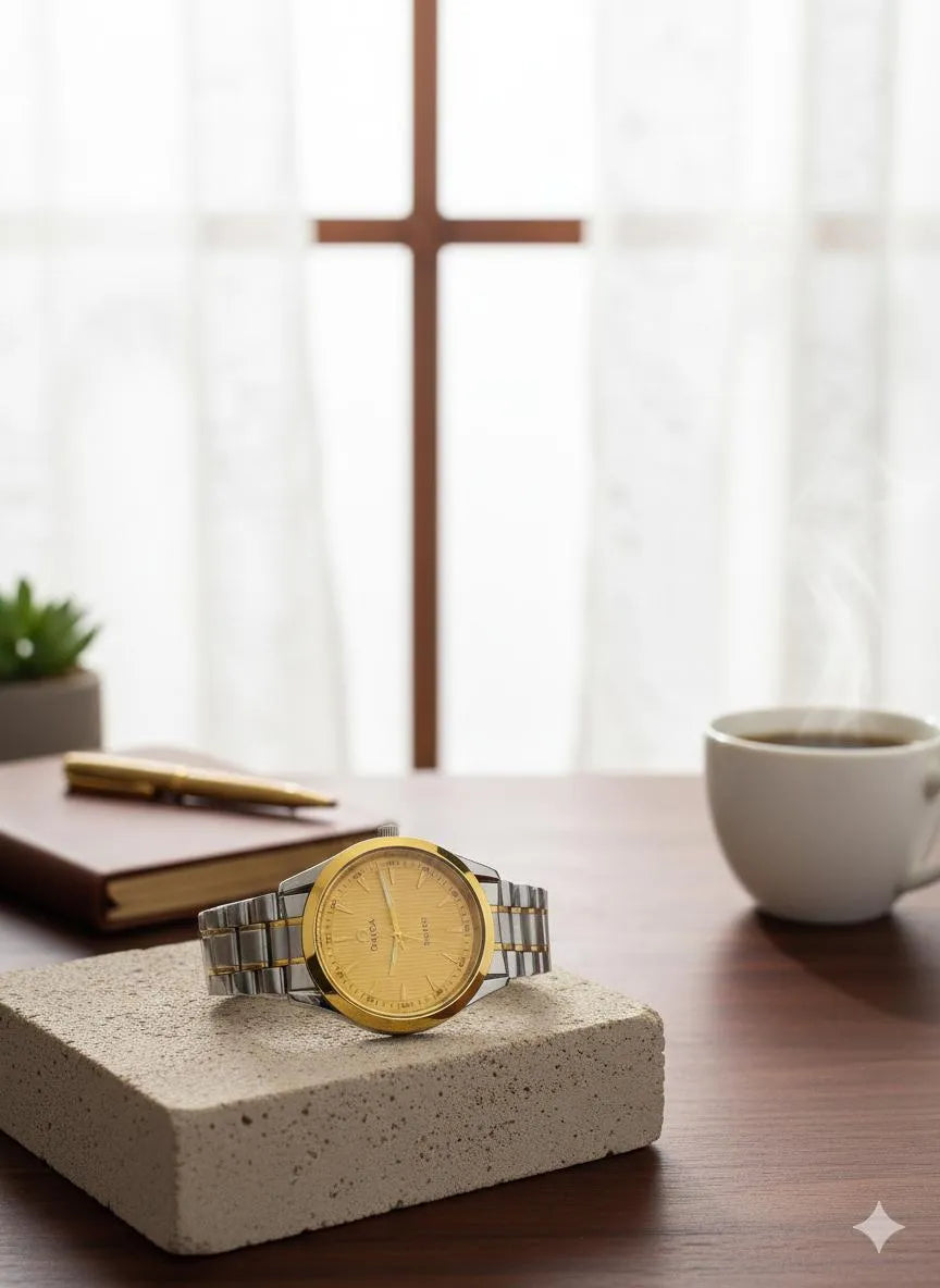 Stainless Steel Gold Watch for Men Water Resistant