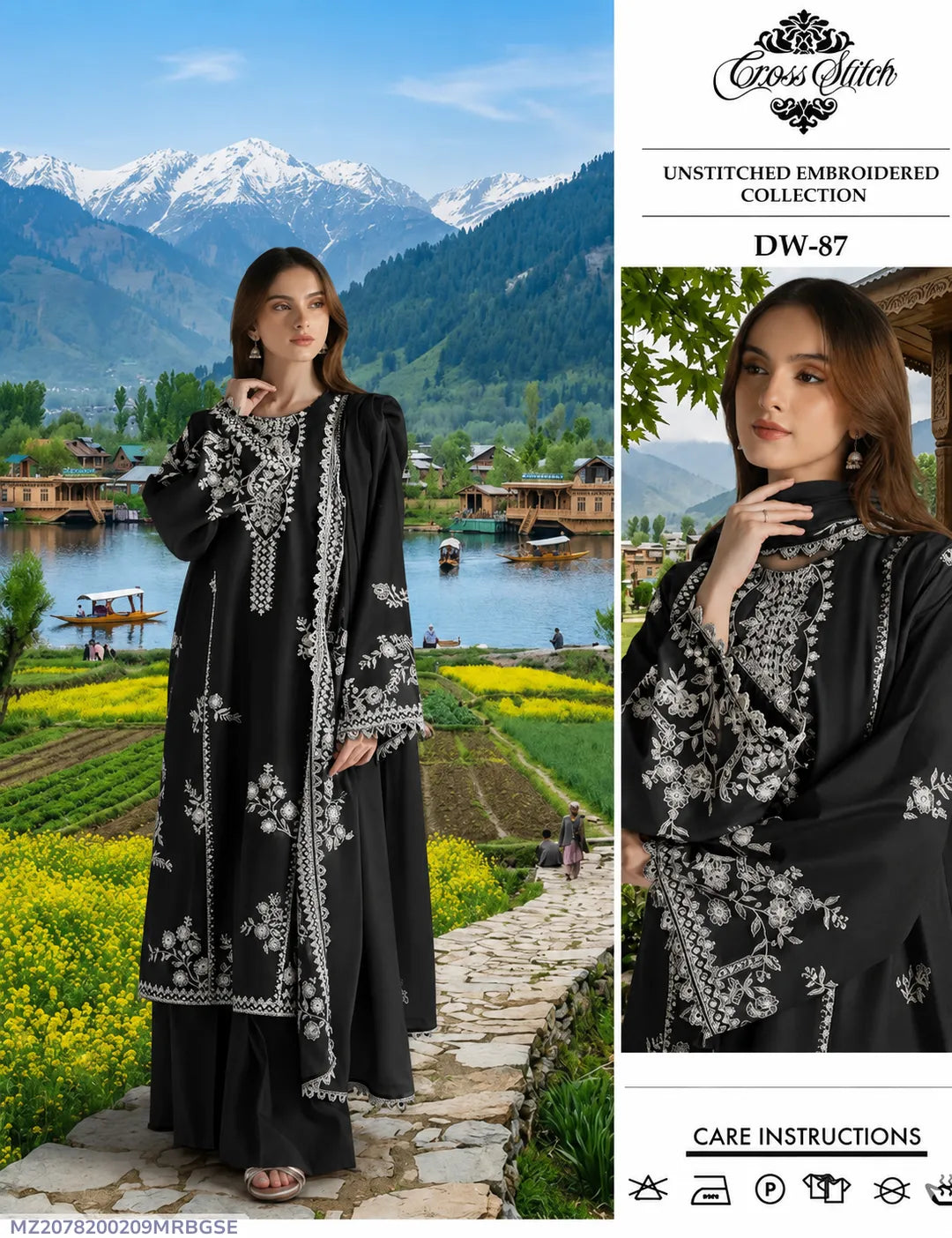 3 Pcs Women's Unstitched Embroidered Suit