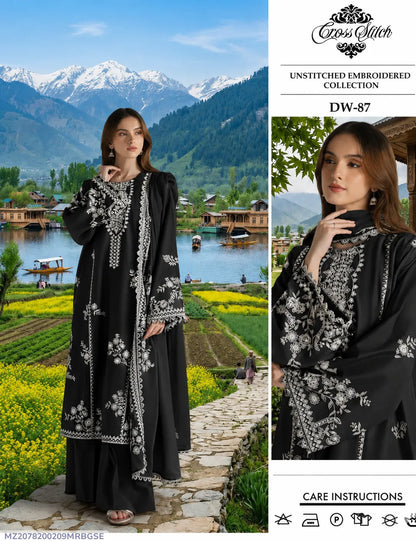 3 Pcs Women's Unstitched Embroidered Suit