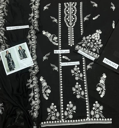 3 Pcs Women's Unstitched Embroidered Suit