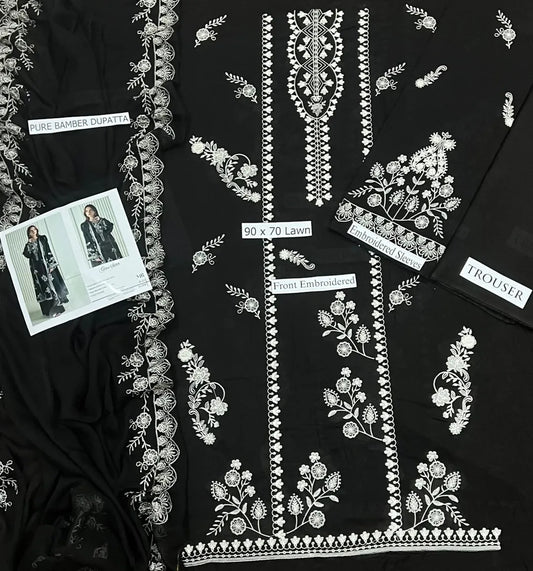 3 Pcs Women's Unstitched Embroidered Suit