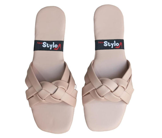 Women's Braided Flat Shoes Ivory Summer Wear Pakistan