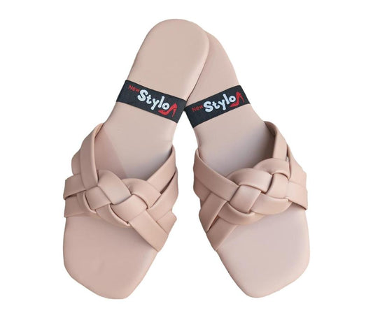 Women's Braided Flat Shoes Ivory Summer Wear Pakistan