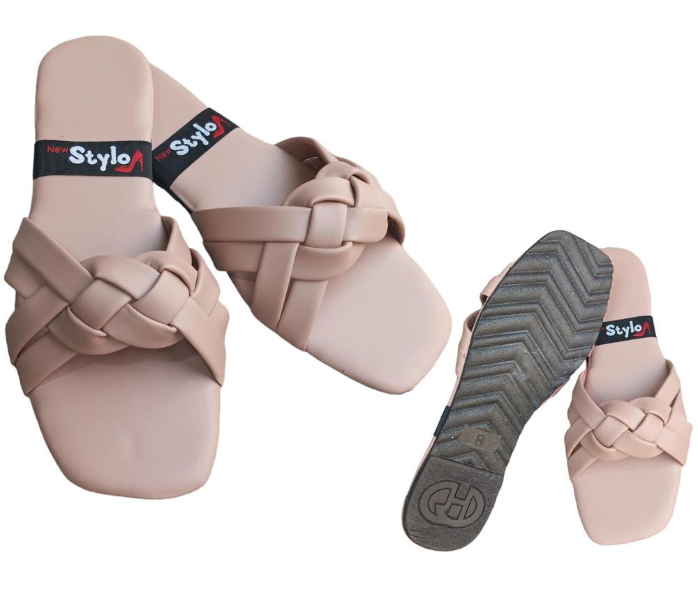 Women's Braided Flat Shoes Ivory Summer Wear Pakistan