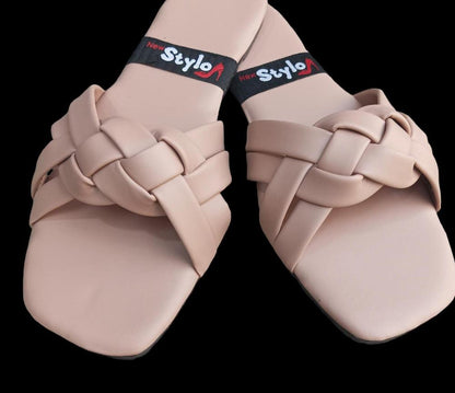 Women's Braided Flat Shoes Ivory Summer Wear Pakistan