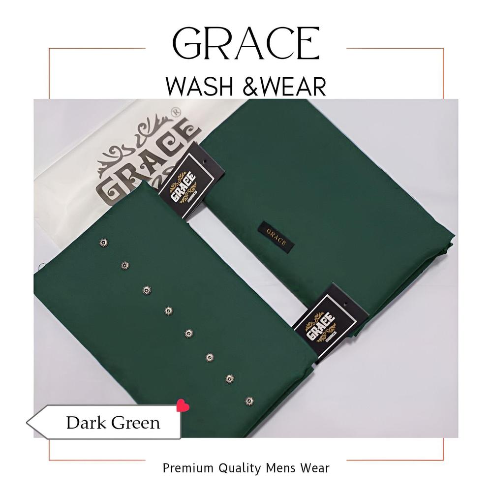 Dark Green Wash & Wear Men's Suit Fabric 4M
