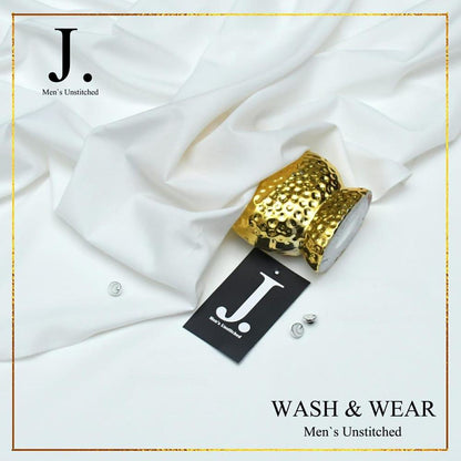 Men Unstitched Wash & Wear Suit White Gold Button