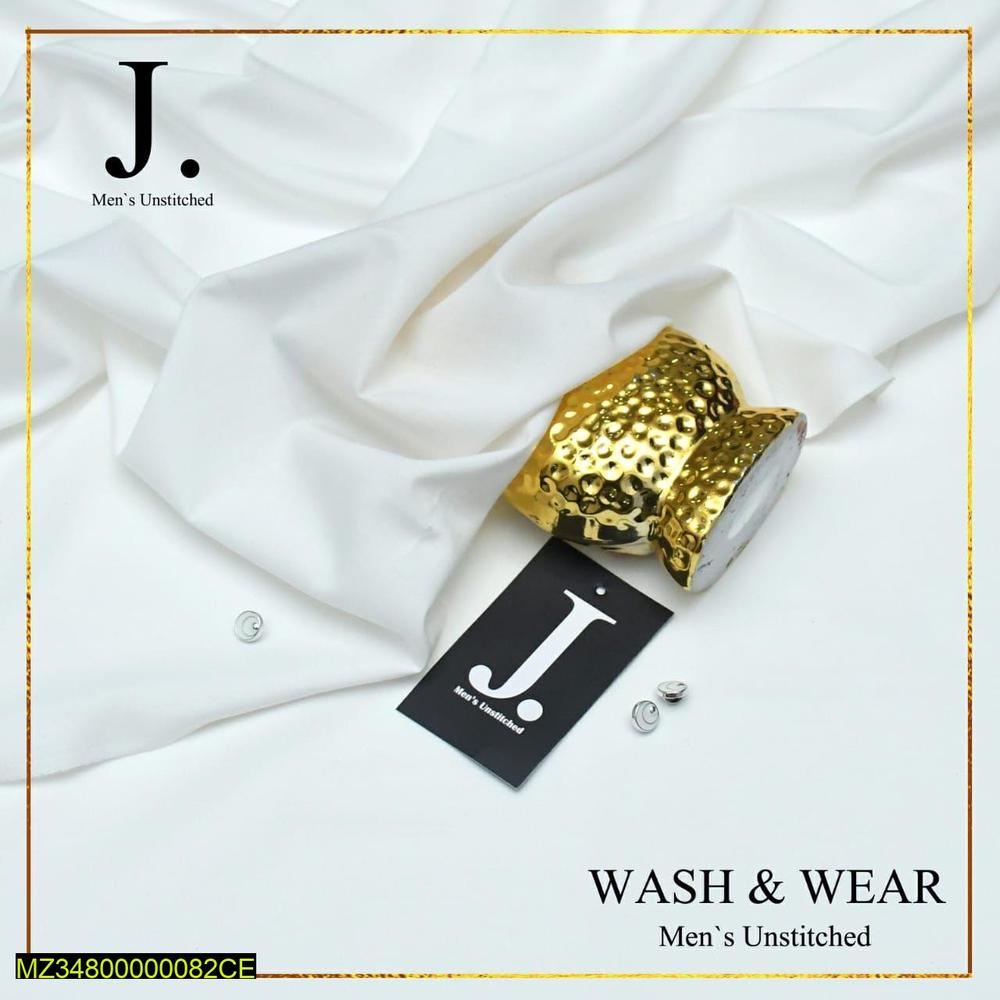 Men Unstitched Wash & Wear Suit White Gold Button