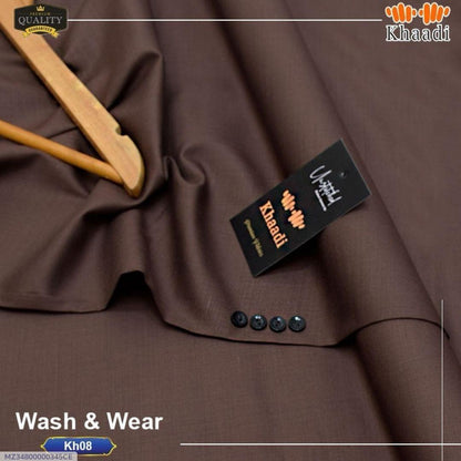 Brown Wash & Wear Men Suit with Buttons
