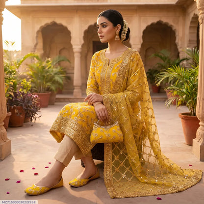 3 Pcs Women's Unstitched Embroidered Suit