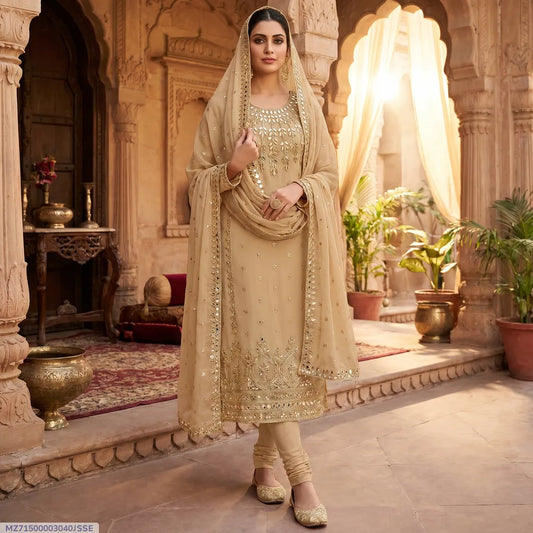 3 Pcs Women's Unstitched Embroidered Suit