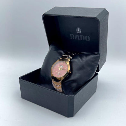 Men's Stainless Steel Rose Gold Watch with Day & Date Display
