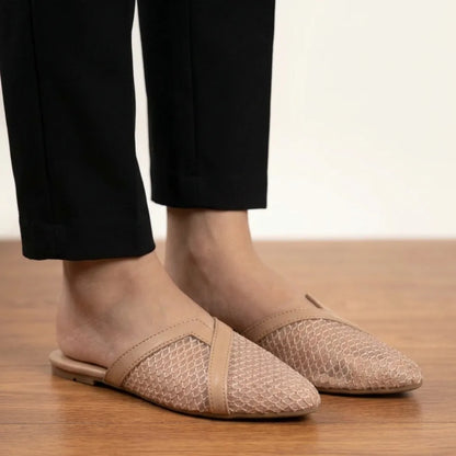 Peach Mesh Point Pumps for Women - Formal Casual Wear