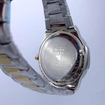 Unisex Stainless Steel Quartz Watch with Gold Dial