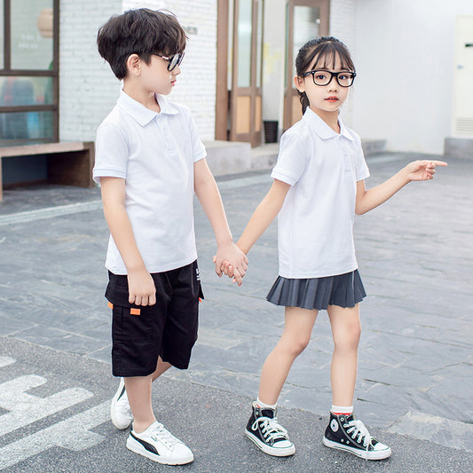 Kids Cotton Polo Shirt White Summer School Uniform