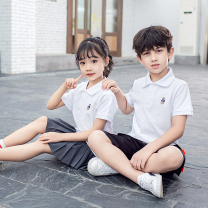 Kids Cotton Polo Shirt White Summer School Uniform