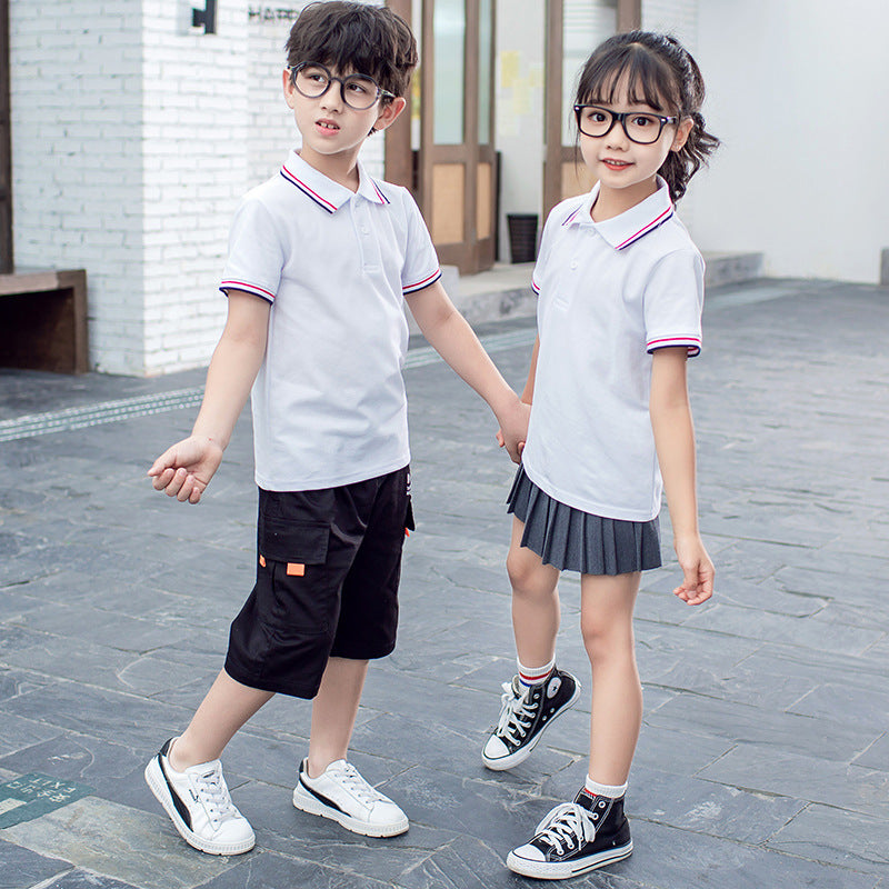 Kids Cotton Polo Shirt White Summer School Uniform