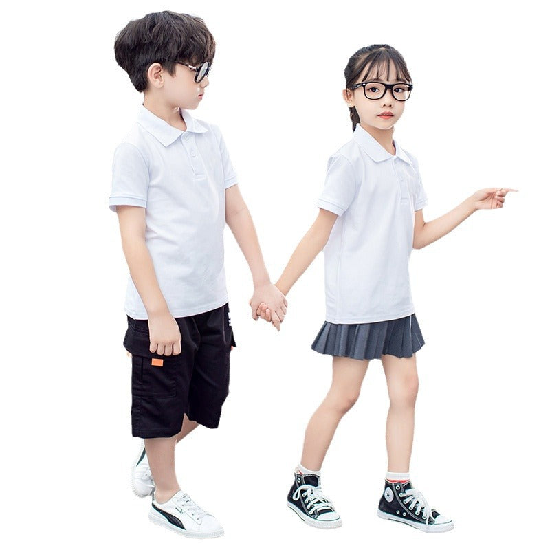 Kids Cotton Polo Shirt White Summer School Uniform