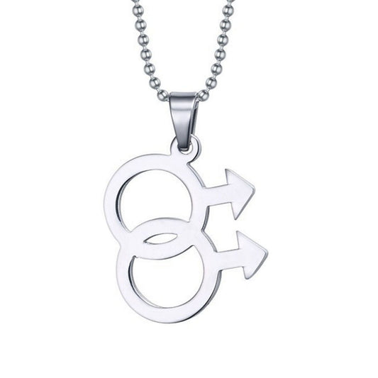 Stainless Steel Gender Symbol Necklaces Silver Couple Jewelry